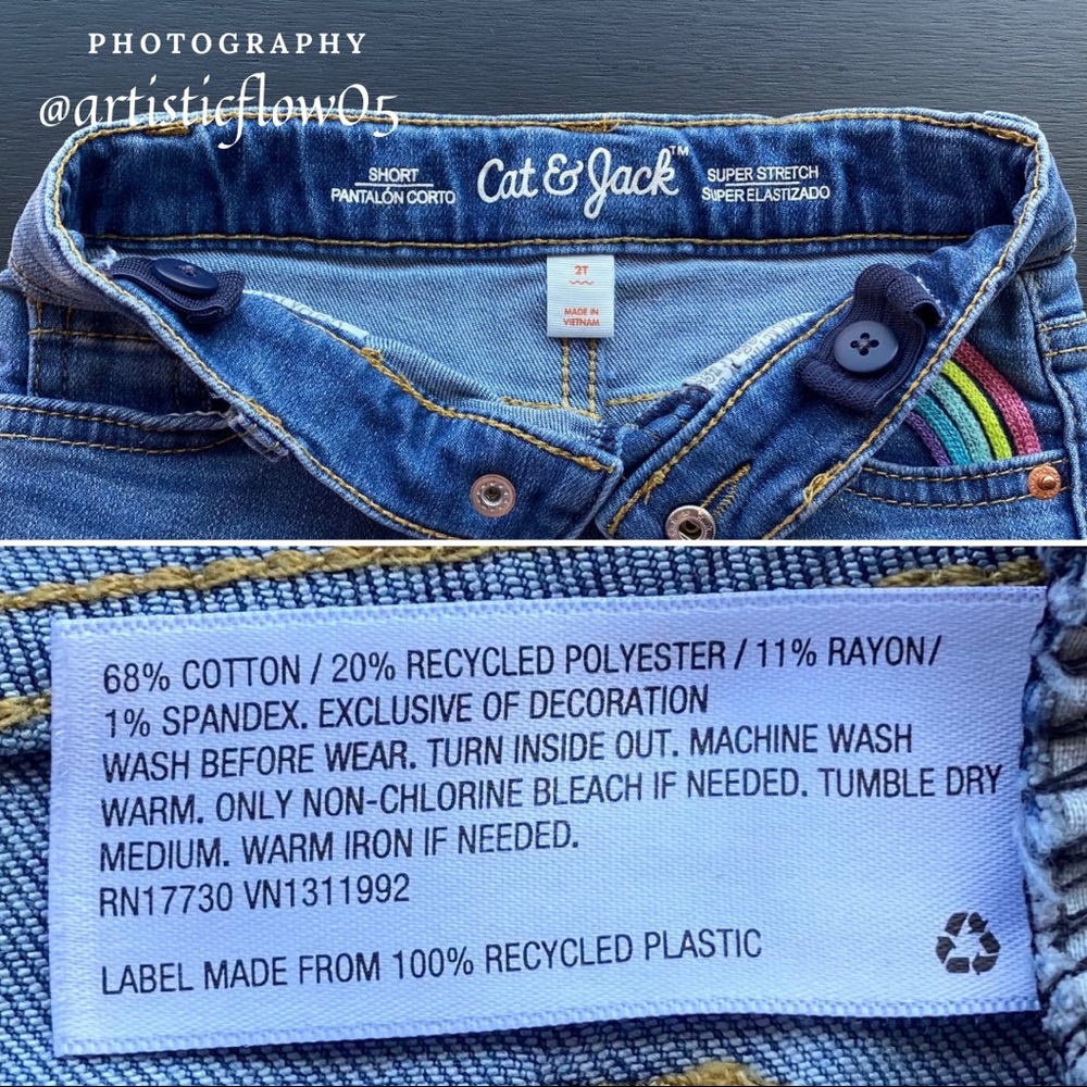New Cat & Jack Toddler Rainbow Jean Shorts Medium Wash 2T - Picture 4 of 4